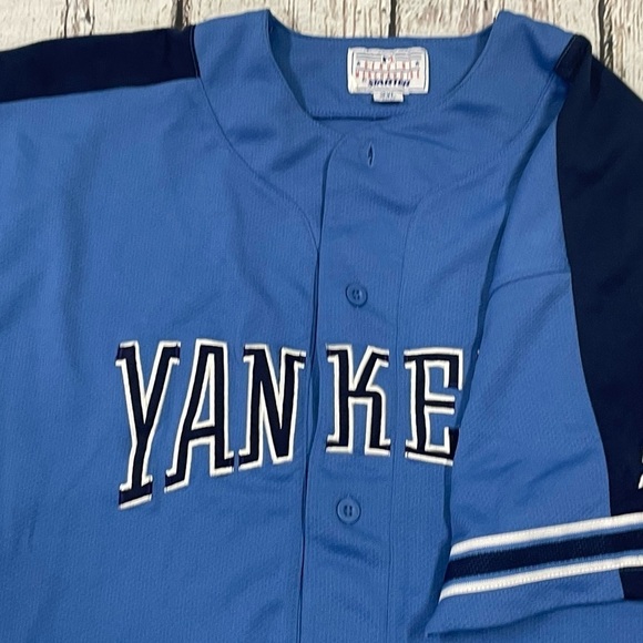 Vintage 90s New York Yankees Blue MLB Baseball Starter Sports Stitched Jersey - Picture 5 of 5
